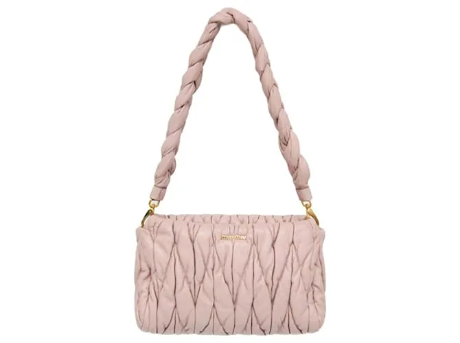 Borsa a Spalla in Pelle Matelassé Miu Miu Beige