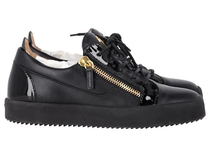 Sneakers Frankie Zipper Detail di Giuseppe Zanotti in pelle nera Nero