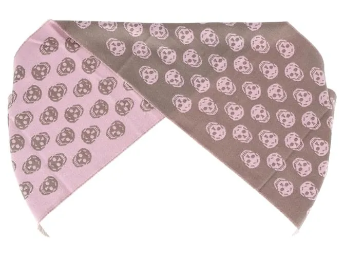 Sciarpa reversibile con teschio Alexander McQueen in lana rosa