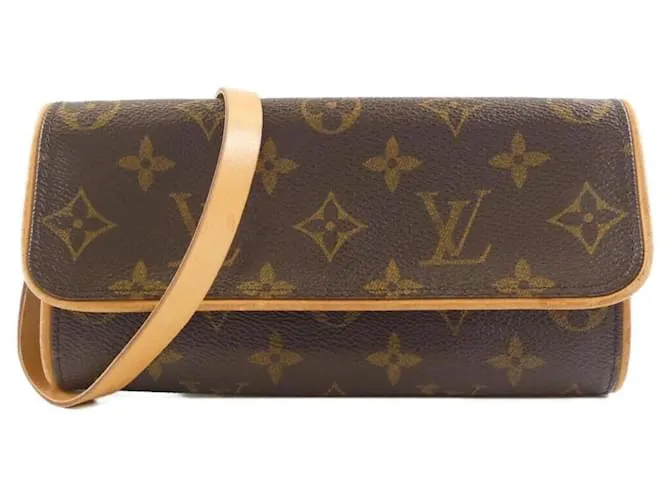 Borsa a spalla Louis Vuitton Monogram Pochette Twin PM M51854 Marrone Monogramma