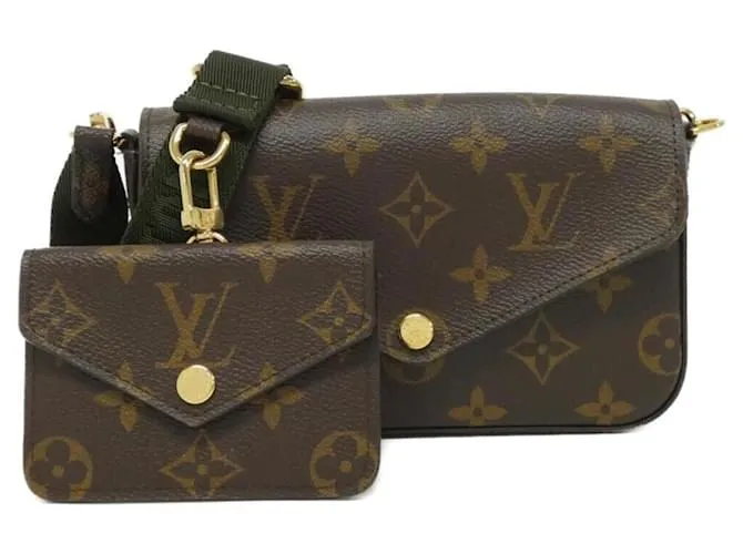Borsa a Spalla Louis Vuitton Monogram Multi Pochette Felicie M80091 Marrone Cachi Monogramma