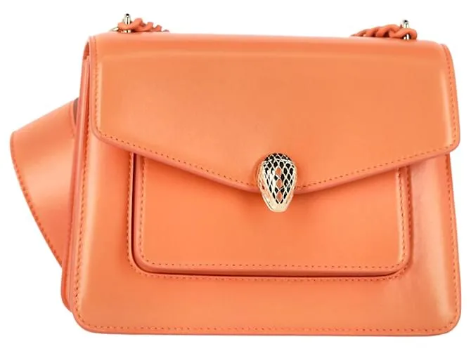 Bulgari Borsa Bvlgari Signature Serpenti Forever in pelle arancione