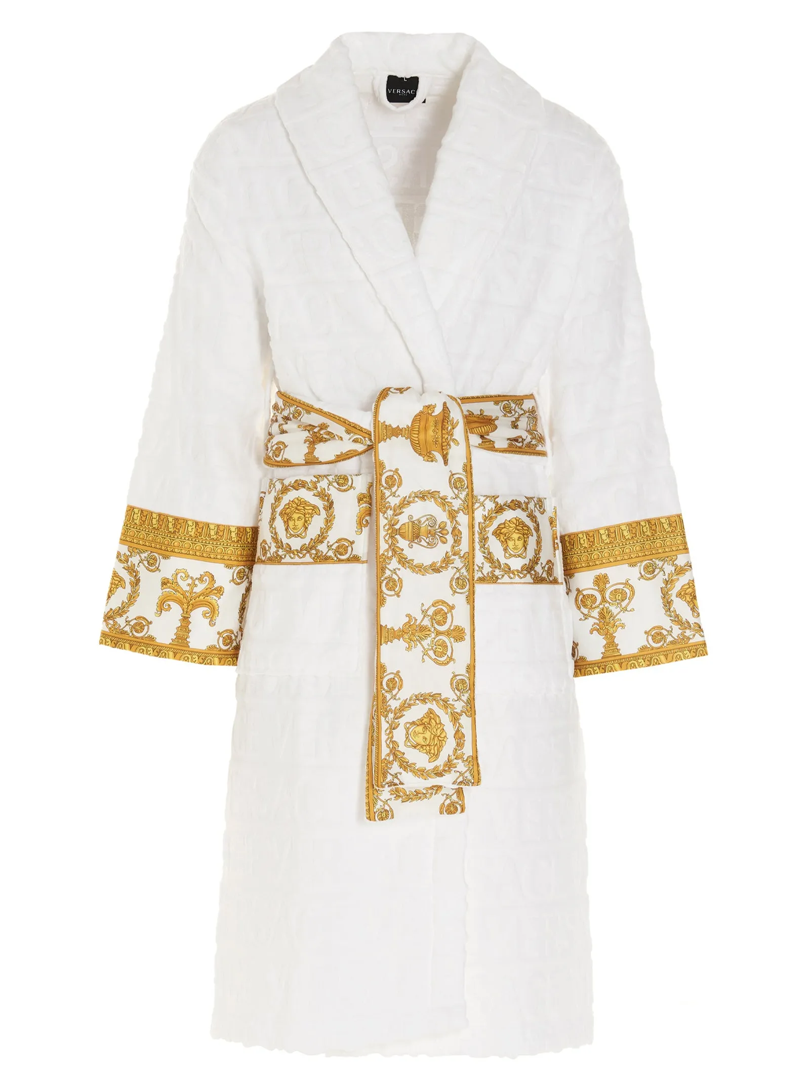 Embossed Logo Bathrobe Towels Bianco