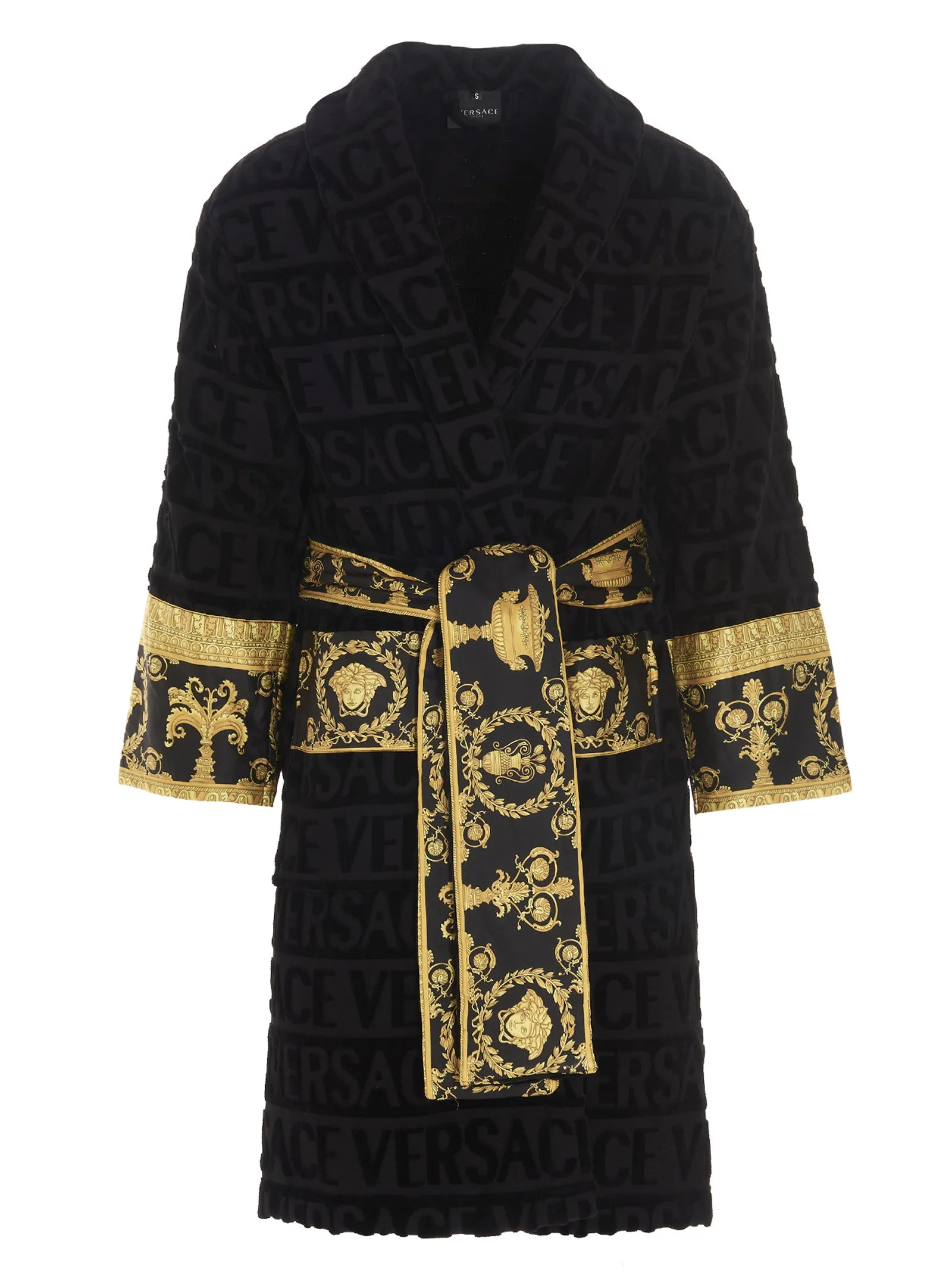 Embossed Logo Bathrobe Towels Nero