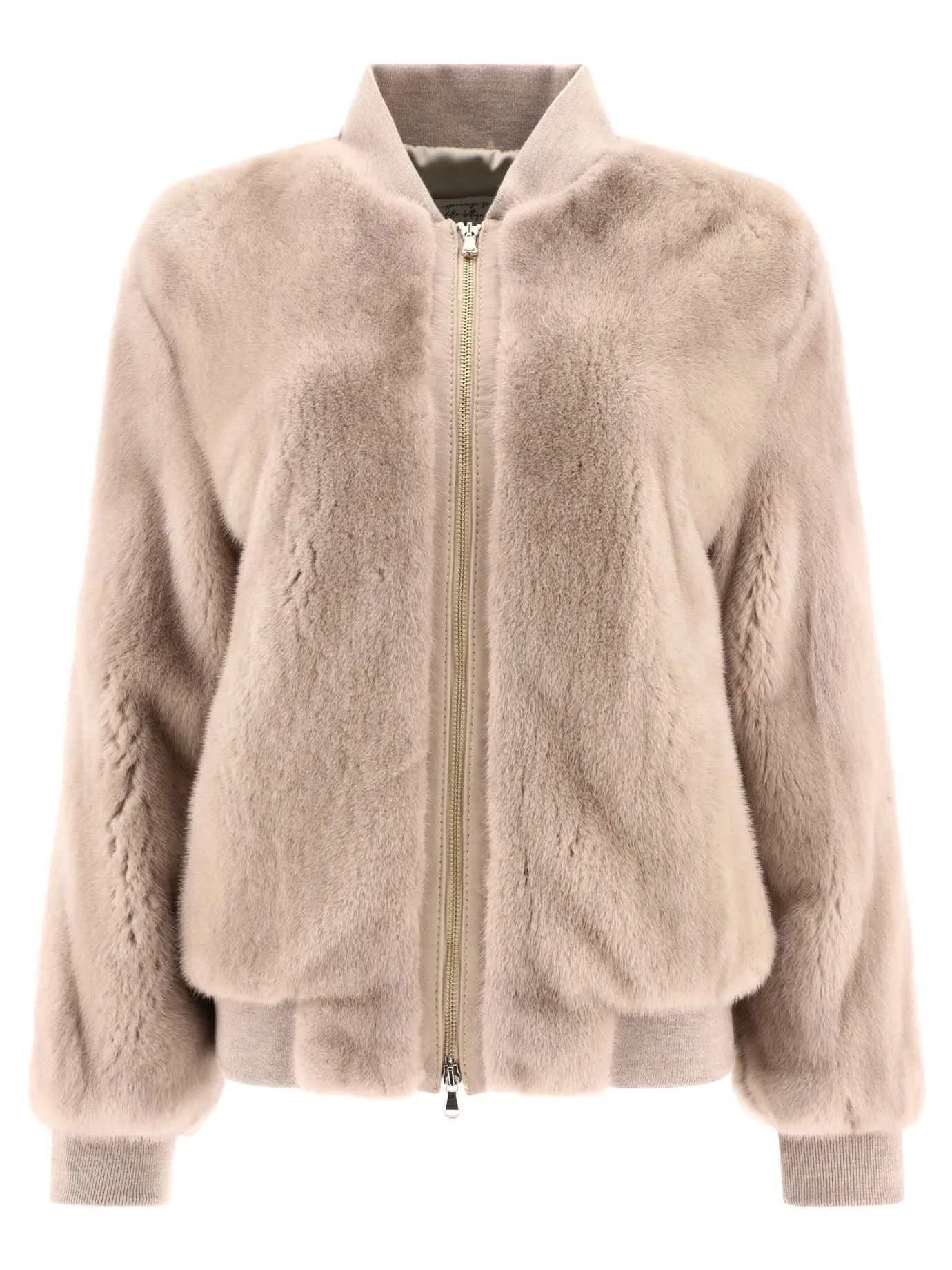 Mink Fur Bomber Jacket Giacche Beige
