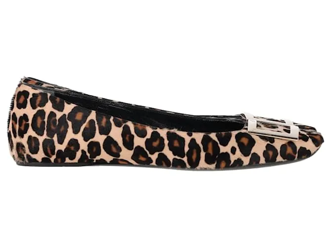 Ballerine con stampa leopardata Roger Vivier in pelle di vitello marrone