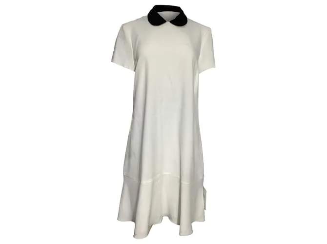 Abito in crepe Red Valentino con colletto nero in poliestere bianco