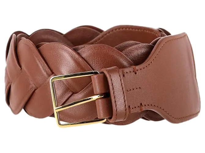 Cintura skinny intrecciata Altuzarra in pelle di vitello marrone Rosso