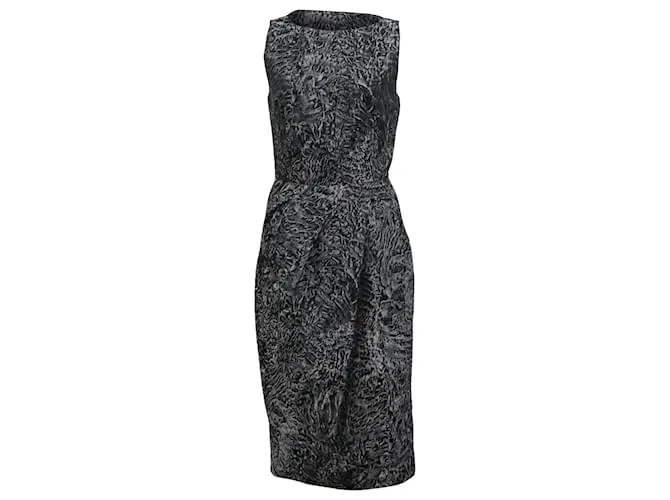 Abito stampato al ginocchio in lana nera di Michael Kors Nero