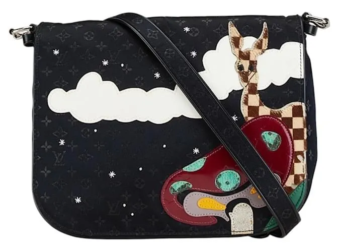 Borsa a Spalla Musette Comte de Fay in Satin Monogram Louis Vuitton Nero