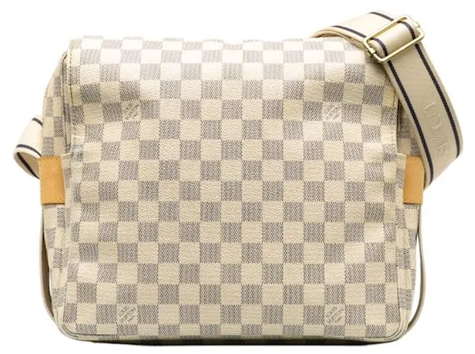 Borsa a Spalla Louis Vuitton Damier Azur Naviglio Bianco