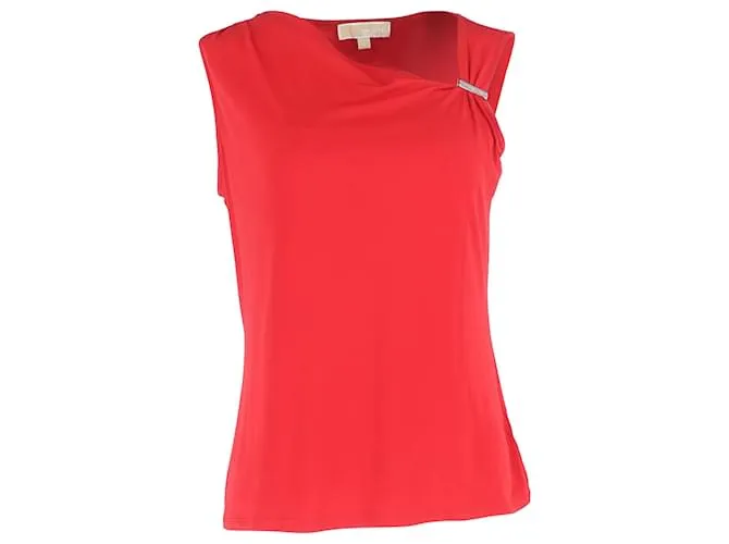 Top con scollatura asimmetrica Michael Kors in viscosa rossa Rosso
