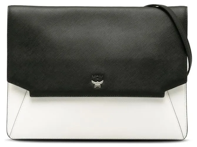 Borsa a spalla piatta MCM Nero Bianco