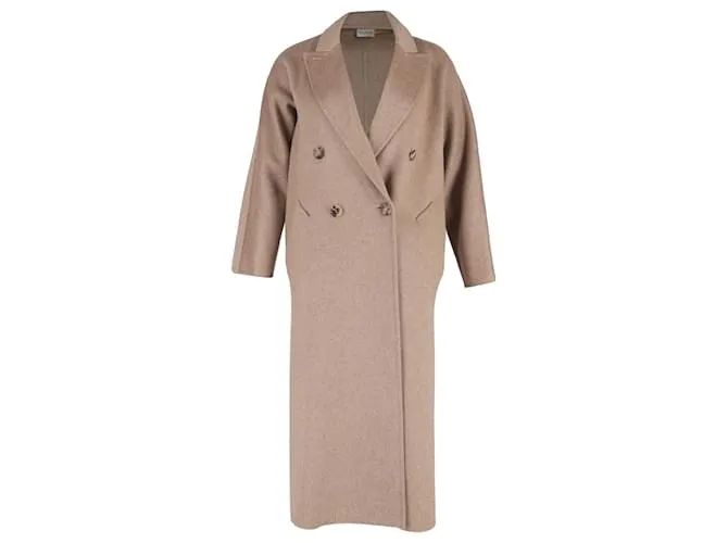 Cappotto doppiopetto Selina di Max Mara in cashmere beige Marrone Rosso