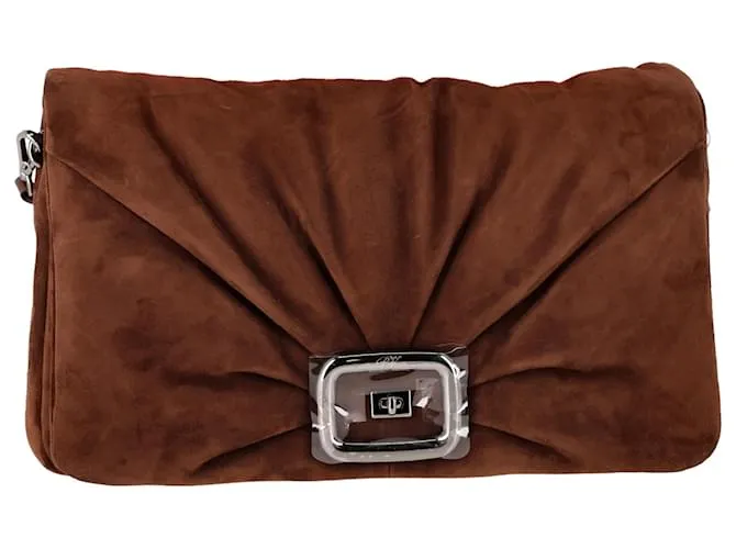 Borsa Grande Viv Choc Roger Vivier in Camoscio Marrone
