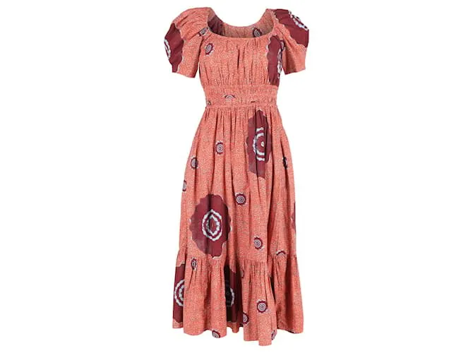 Abito midi a maniche a sbuffo stampato Ulla Johnson in cotone multicolore