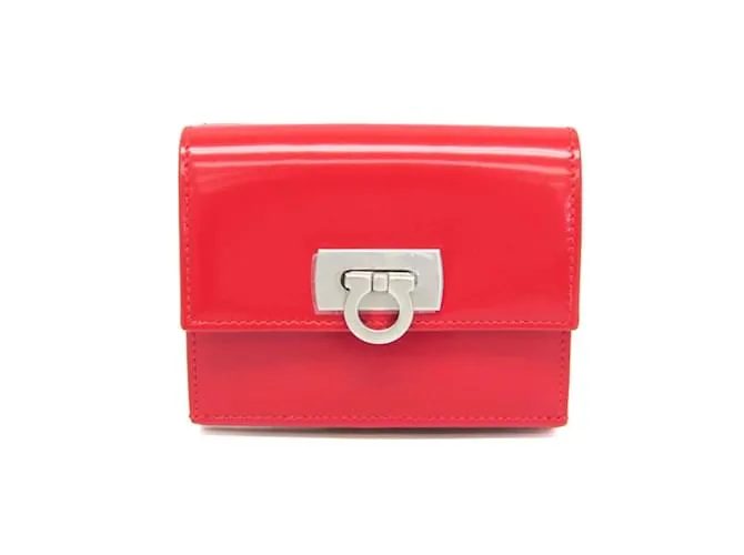 Portafoglio bi-fold Gancini Wanda di Salvatore Ferragamo Rosso