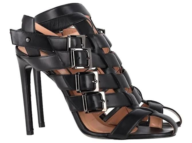 Sandali con cinturini Roland Mouret in pelle nera Nero