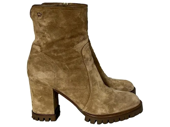 Stivaletti con zip Gianvito Rossi Timber in suede marrone Rosso