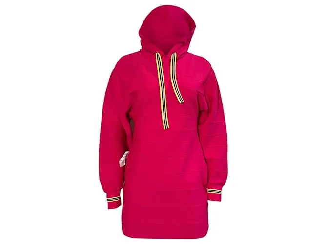 Abito mini in poliestere con cappuccio Herve Leger Bandage in rosa
