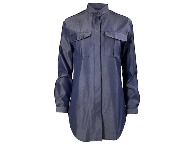 Camicia con bottoni Giorgio Armani in lana vergine blu