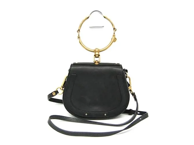 Borsa a spalla in pelle donna Chloé Nile Nero