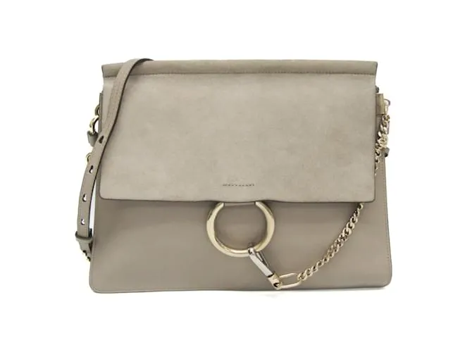 Borsa a spalla media Chloé Faye Grigio