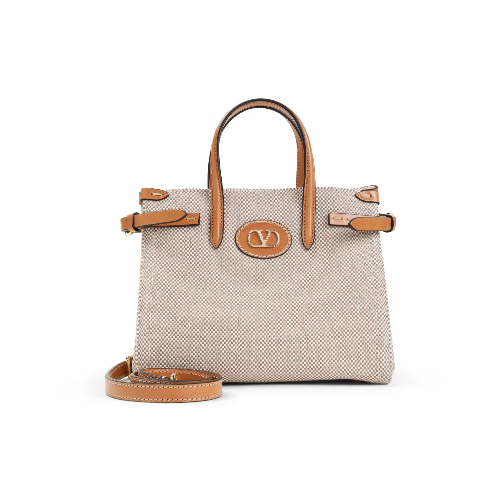 Beige Antibes Small Canvas Shoulder Bag