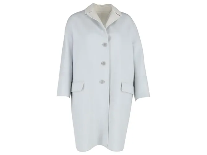 Cappotto abbottonato Loro Piana in lana azzurra Blu Blu chiaro