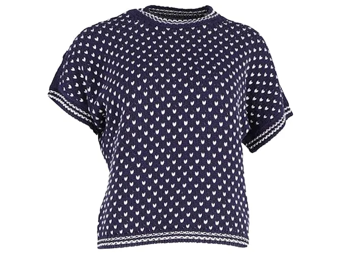 Top in cotone blu navy a maglia intarsia di Loro Piana