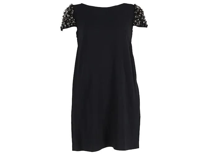 Abito mini con maniche decorate RED Valentino in acetato nero