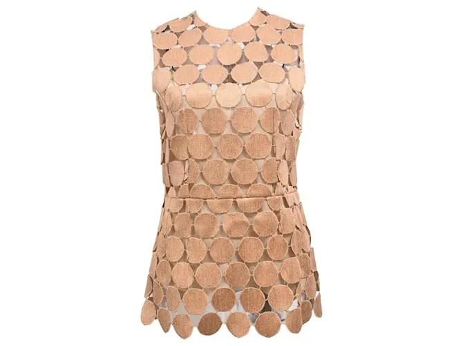 Top Marni con ritagli in cotone beige Marrone Rosso