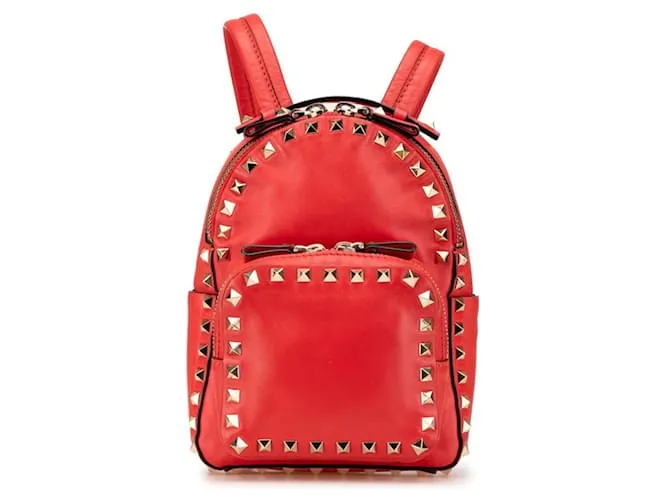 Zaino Valentino Rockstud in pelle rossa Rosso