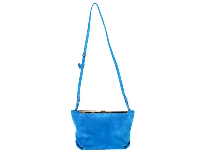 Borsa Khaite Augusta con tracolla in suede blu