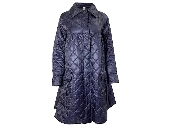 Cappotto trapuntato in piuma Dries Van Noten in poliamide blu navy