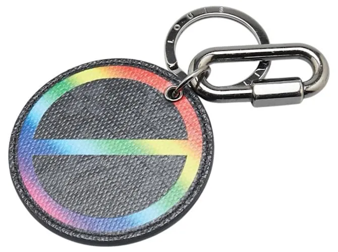 Portachiavi rotondo in monogramma Louis Vuitton Rainbow Nero Multicolore