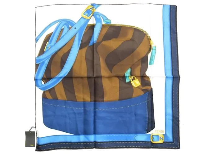 Zucca Foulard in seta Fendi Marrone Bianco Blu