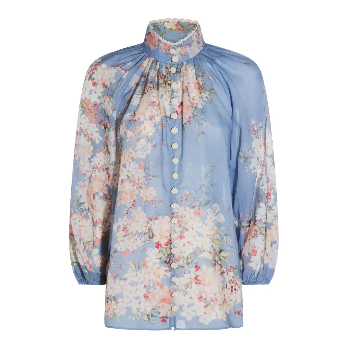 Top Teal Blue Botanical Floral