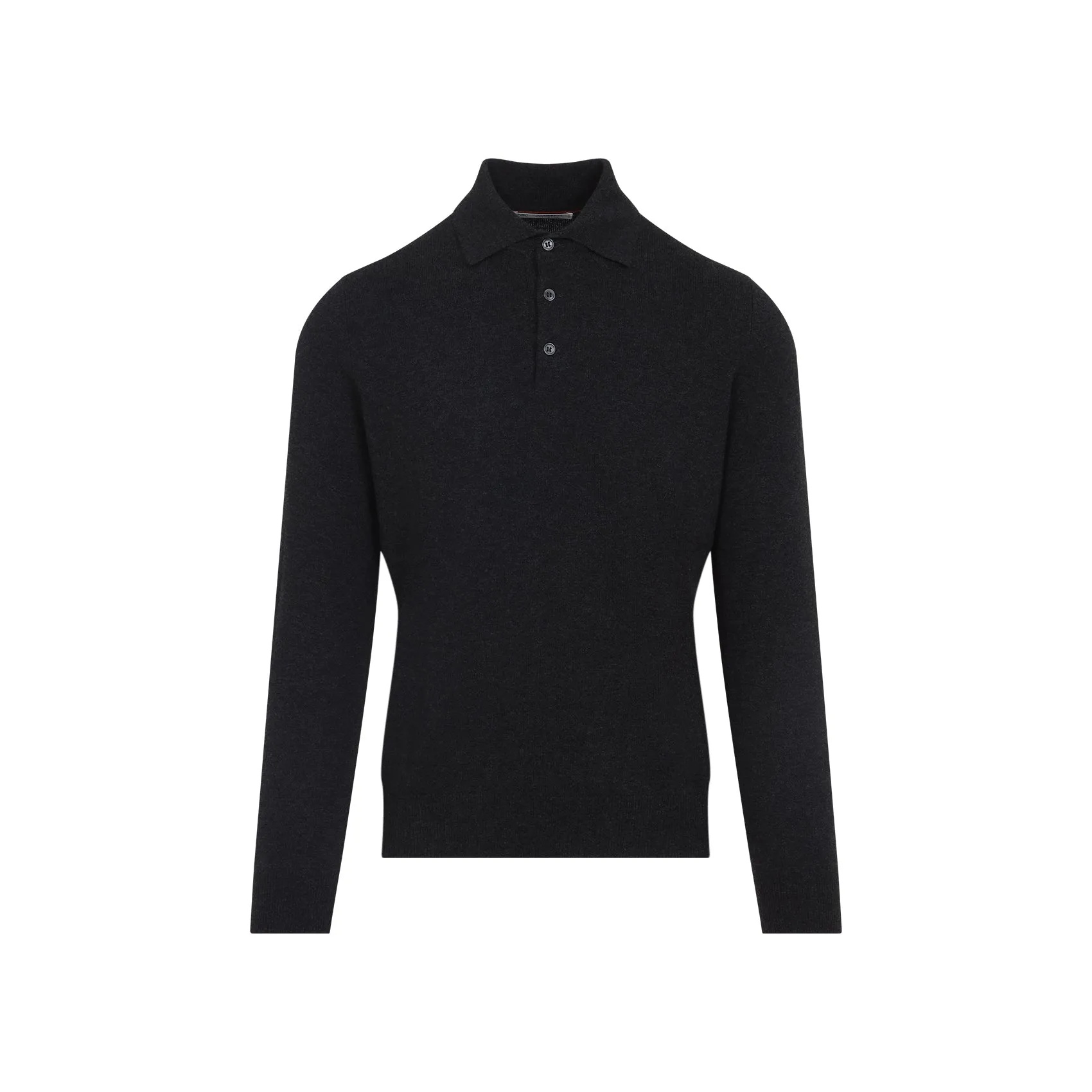Grey Cashmere Ls Polo