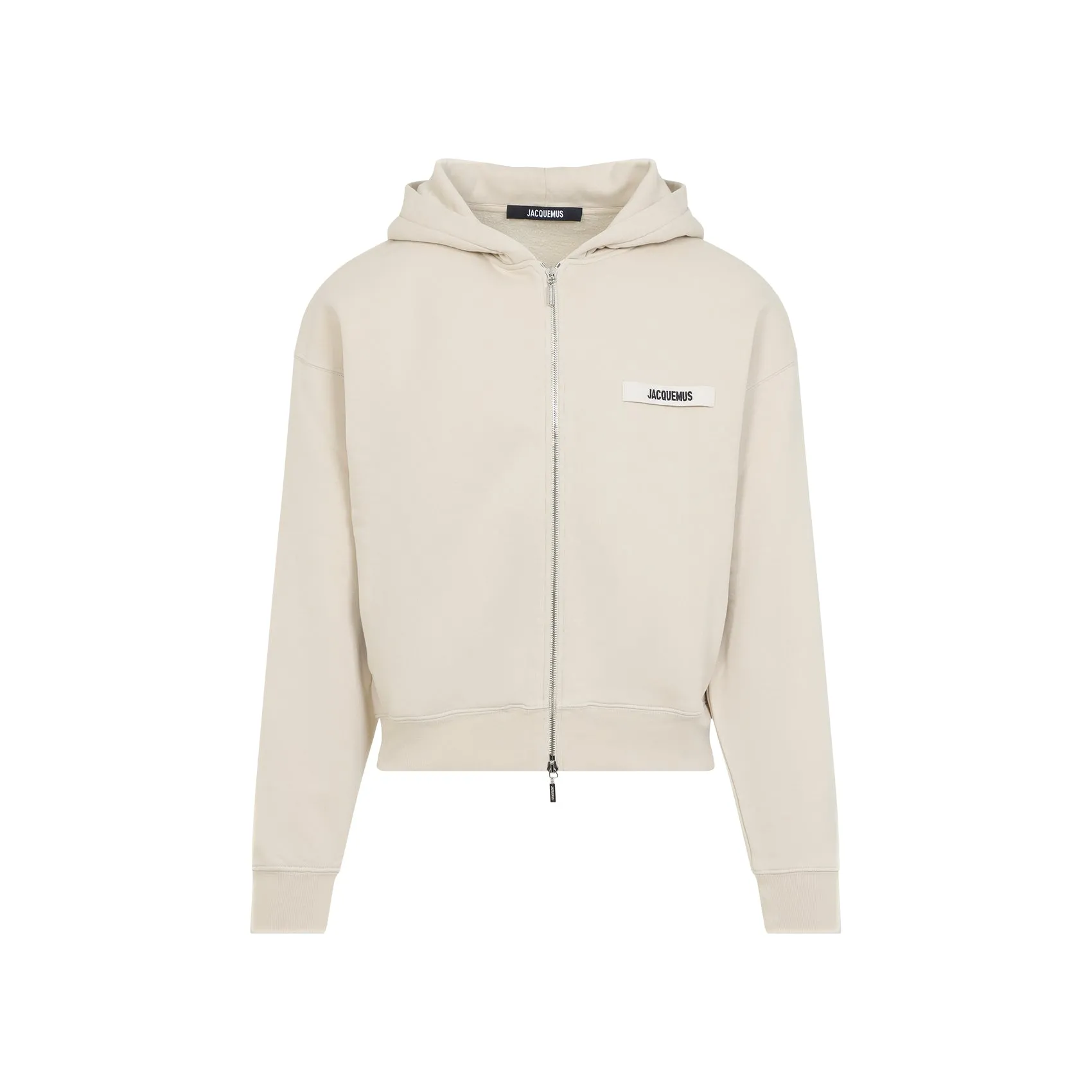 Beige Cotton Le Hoodie Zip Gros Grain Hoodies