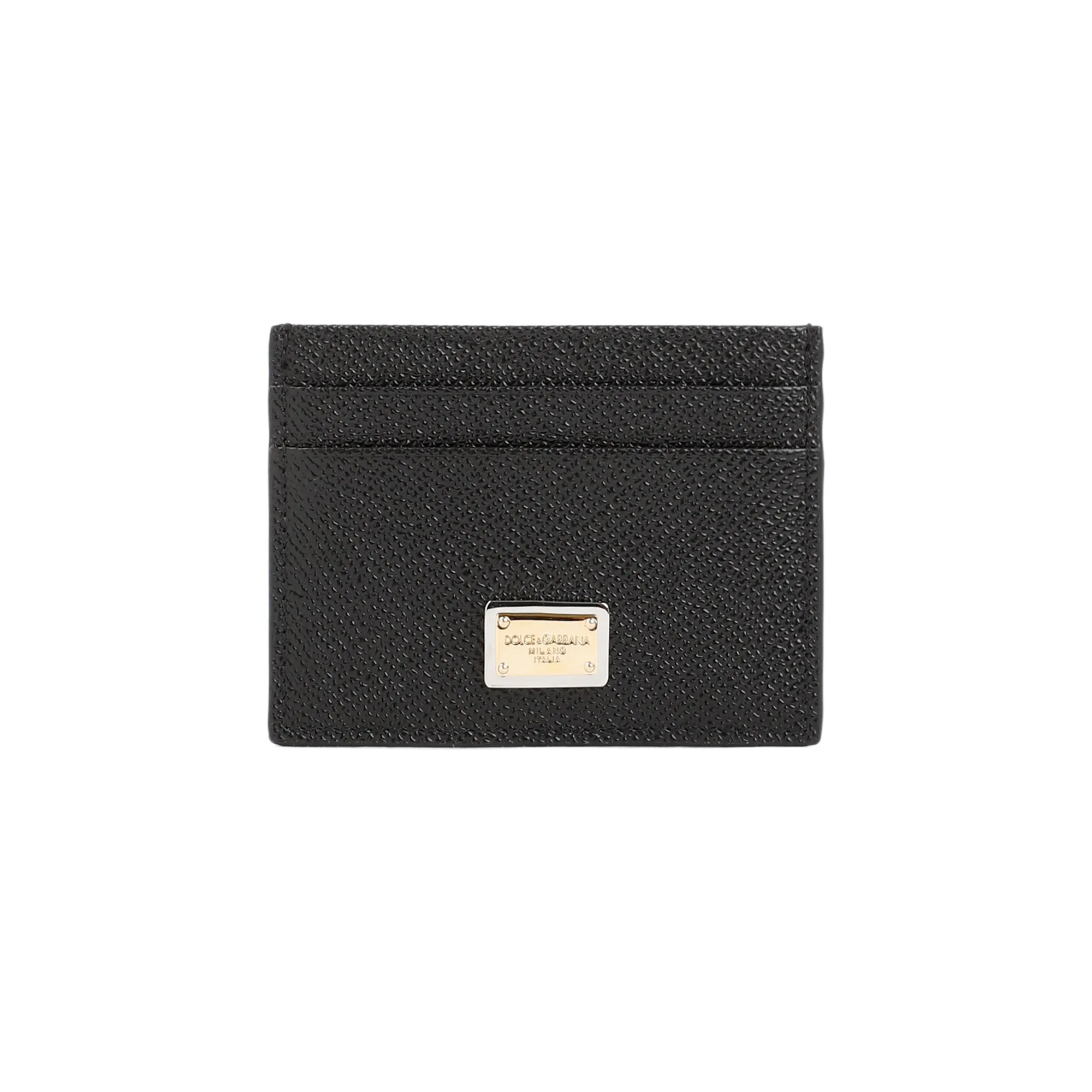 Black Leather Cardholder With Logo Plaque