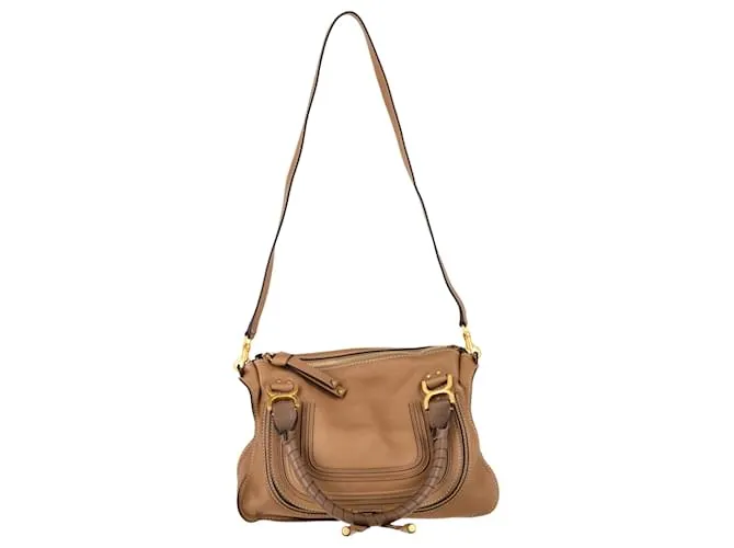 Borsa Marcie Medium Chloé in pelle di vitello marrone Rosso