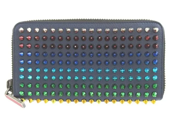 Portafoglio lungo in pelle Multi-Stud di Christian Louboutin Rosso Blu