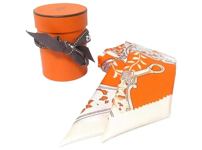 Silk In Hermès Foulard Twilly Bouquet di Selleria Hermes Arancione