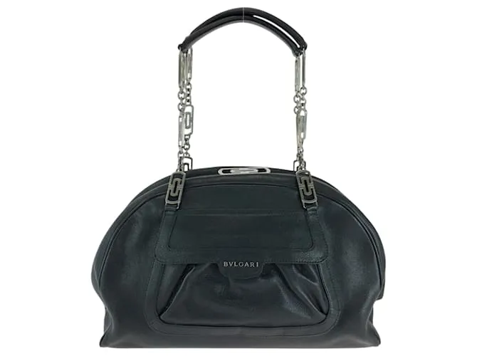 Bulgari Borsa a spalla in pelle nera Bvlgari Nero