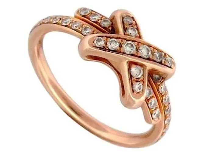 ANELLO CHAUMET JEUX DE LIENS 082179 IN ORO ROSA 18K DIAMANTI 0.35CT T52 D'oro