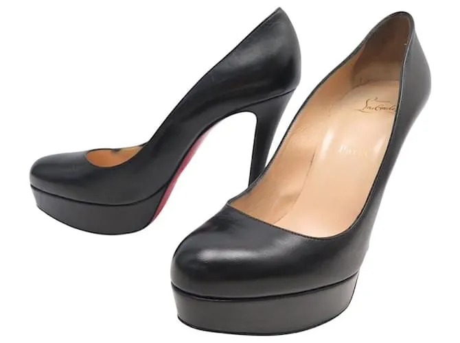 SCARPE CON TACCO IN PELLE NERA CHRISTIAN LOUBOUTIN BIANCA 40 Nero