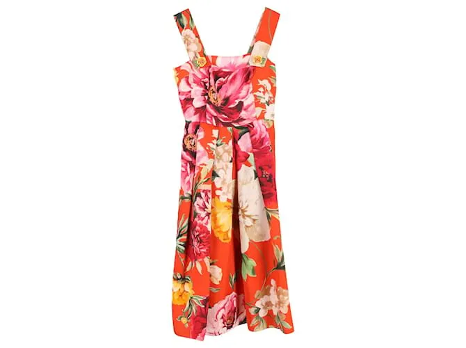 Abito midi con stampa floreale Dolce & Gabbana in seta multicolore