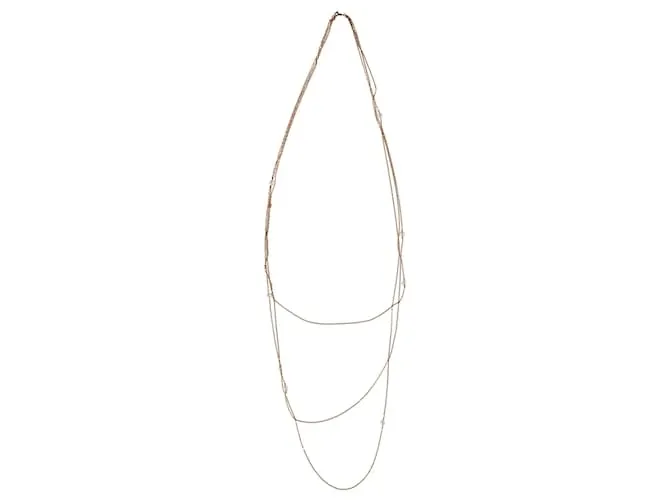 Edge Céline Collana a catena a strati con perle in metallo dorato Celine D'oro Metallico