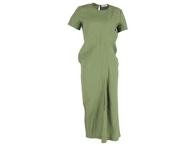 Abito Shift Arricciato Jil Sander in Poliestere Verde